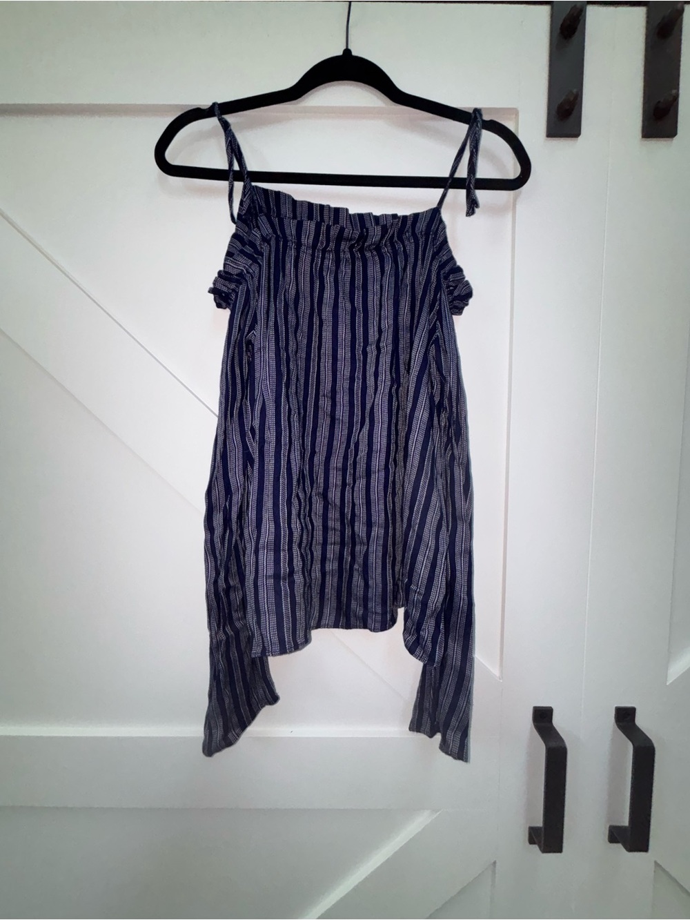 Charming Charlie Navy & White Striped Tie-Shoulder Camisole Top